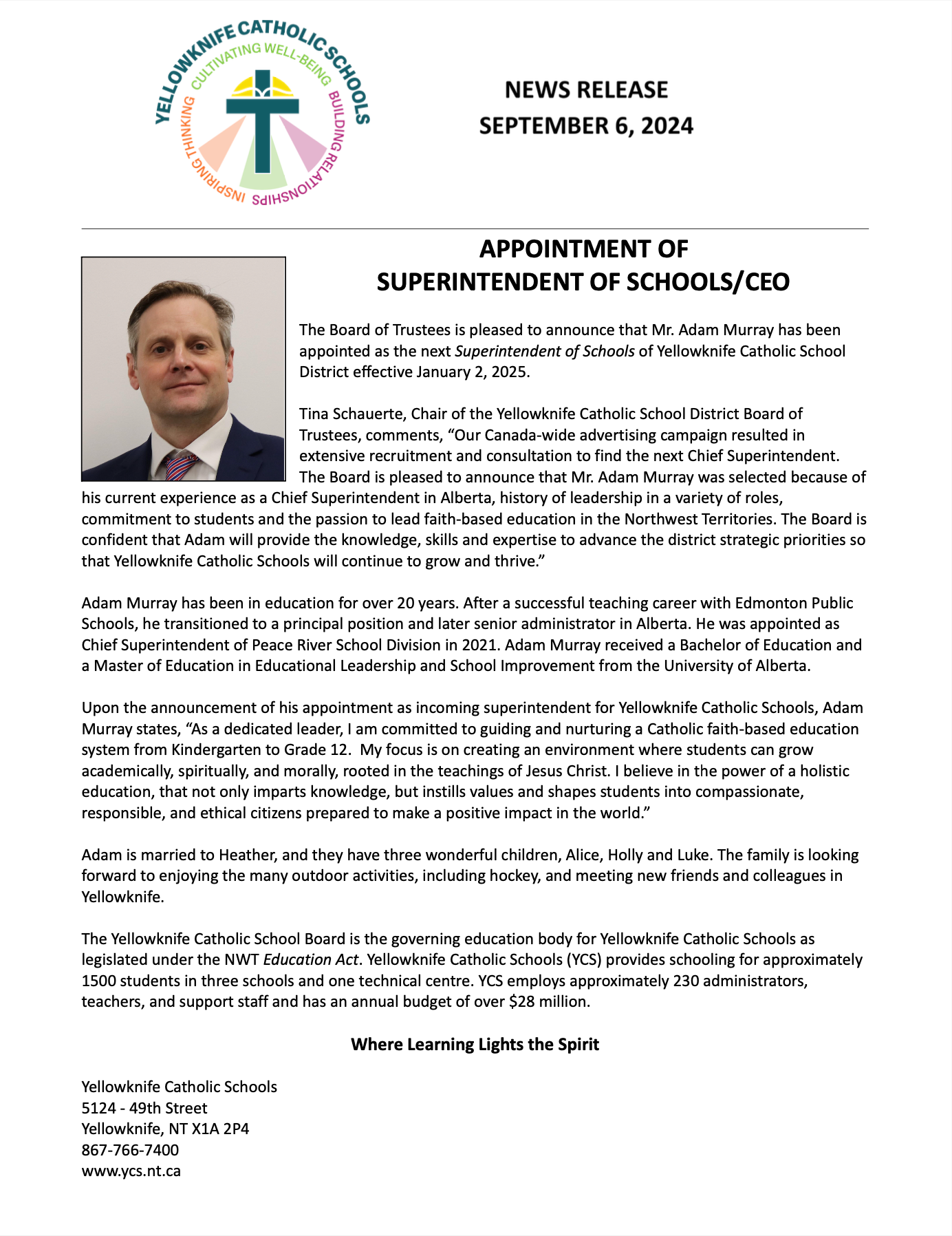 Appointment of Superintendent